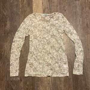 Maurices Floral Lace Long Sleeve Shirt